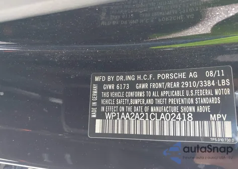 2012 Porsche Cayenne из США, поврежденный, VIN WP1AA2A21CLA02418